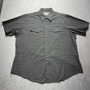 Wrangler Pearl Snap Wrancher Shirt Mens XXL Short Sleeve Geometric Print Western